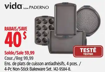 Canadian Tire Vida by Paderno 4-Pc Non-Stick Bakeware Set offer