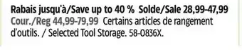 Canadian Tire Mastercraft Selected Tool Storage offer