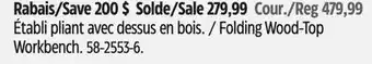 Canadian Tire Folding Wood-Top Workbench offer
