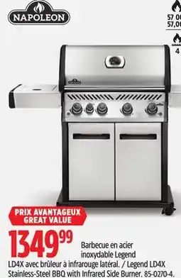 Canadian Tire Legend LD4X Stainless-Steel BBQ with Infrared Side Burner offer
