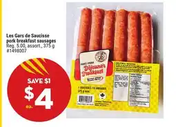Giant Tiger Les Gars de Saucisse pork breakfast sausages offer