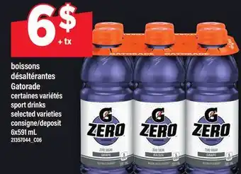 Maxi BOISSONS DÉSALTÉRANTES GATORADE | SPORT DRINKS, 6x591 mL offer