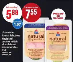 Maxi CHARCUTERIES NATURAL SELECTIONS MAPLE LEAF | SLICED DELI MEAT, 175 g offer