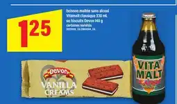 Maxi BOISSON MALTÉE SANS ALCOOL VITAMALT CLASSIQUE 330 ML OU BISCUITS DEVON 140 G offer