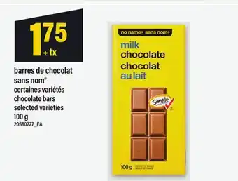 Maxi BARRES DE CHOCOLAT SANS NOM | CHOCOLATE BARS, 100 G offer