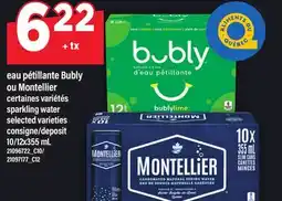 Maxi EAU PÉTILLANTE BUBLY OU MONTELLIER | SPARKLING WATER, 10/12X355 ML offer