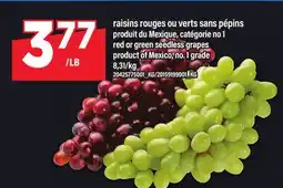 Maxi RAISINS ROUGES OU VERTS SANS PÉPINS | RED OR GREEN SEEDLESS GRAPES offer
