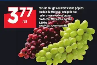 Maxi RAISINS ROUGES OU VERTS SANS PÉPINS | RED OR GREEN SEEDLESS GRAPES offer