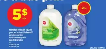 Maxi RECHARGE DE SAVON LIQUIDE POUR LES MAINS LIFE BRAND | LIQUID HAND SOAP REFILL, 2 L offer