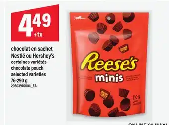 Maxi CHOCOLAT EN SACHET NESTLÉ OU HERSHEY'S | CHOCOLATE POUCH, 76-290 G offer