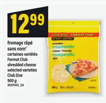 Maxi Fromage râpé Sans nom, 900 g | Format Club Shredded cheese offer