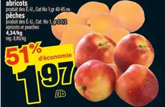 Super C ABRICOTS,CAT NO 1,GR 40-45 OU PÊCHES, CAT. NO 1, GR 2 1/2 | APRICOTS OR PEACHES offer