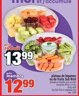 Super C Plateau de légumes ou de fruits Sun Rich | Sun Rich fruit or vegetable tray offer