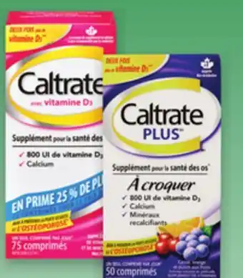 Uniprix CALTRATE Vitamines ou minéraux sélectionnés/Selected vitamins or minerals offer