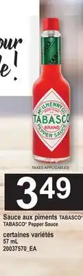 Provigo SAUCE AUX PIMENTS TABASCO | TABASCO PEPPER SAUCE, 57 ML offer