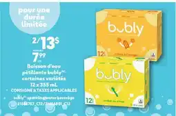 Provigo BOISSON D'EAU PÉTILLANTE BUBLY | BUBLY SPARKLING WATER BEVERAGE, 12 X 355 ML offer