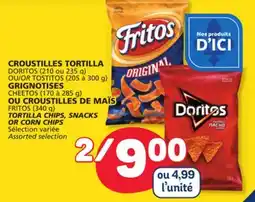 Marché Bonichoix DORITOS TORTILLA CHIPS, SNACKS OR CORN CHIPS offer
