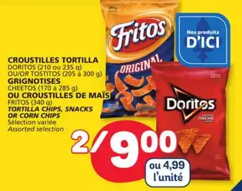 Marché Bonichoix DORITOS TORTILLA CHIPS, SNACKS OR CORN CHIPS offer