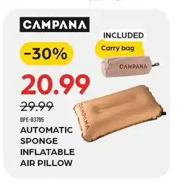 Pronature CAMPANA AUTOMATIC SPONGE INFLATABLE AIR PILLOW offer