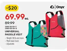 Pronature ONYX UNIVERSAL PADDLE VEST offer