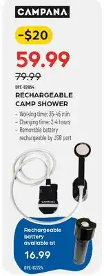 Pronature CAMPANA RECHARGEABLE CAMP SHOWER offer