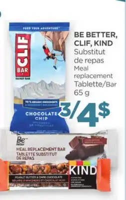 Proxim BE BETTER, CLIF, KIND Meal replacement Bar | Substitut de repas Tablette offer