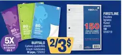 Jean Coutu BUFFALO Graph notebooks, FIRSTLINE Ruled sheets offer