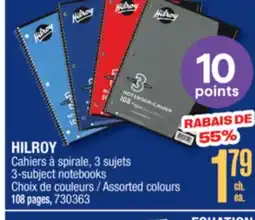 Jean Coutu HILROY 3-subject notebooks offer