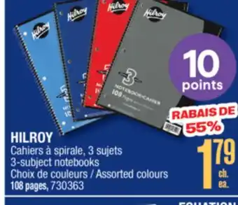 Jean Coutu HILROY 3-subject notebooks offer