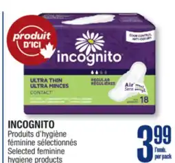 Jean Coutu INCOGNITO Selected feminine hygiene products offer