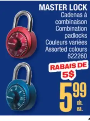 Jean Coutu MASTER LOCK Combination padlocks offer