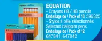 Jean Coutu EQUATION-Crayons Selected ballpoint pens offer