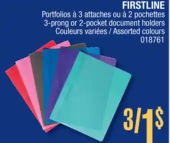 Jean Coutu FIRSTLINE 3-prong or 2-pocket document holders offer