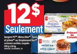Maxi BURGERS PC, MENU BLEU ÉPAIS ET JUTEUX OU SIMPLEMENT BON, 500 G-1,36 KG offer