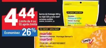 Maxi BARRES DE FROMAGE 400 G OU RÂPÉ 320 G SANS NOM offer