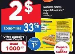 Maxi SAUCISSES FUMÉES AU POULET SANS NOM, 450 G offer