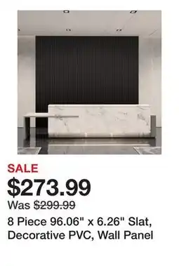 Wayfair 8 Piece 96.06 x 6.26 Slat, Decorative PVC, Wall Panel offer