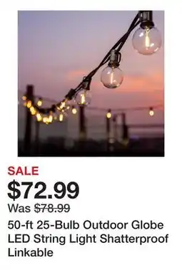 Wayfair 50-ft 25-Bulb Outdoor Globe LED String Light Shatterproof Linkable offer