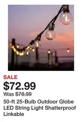 Wayfair 50-ft 25-Bulb Outdoor Globe LED String Light Shatterproof Linkable offer