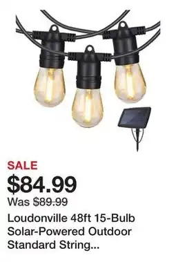 Wayfair Loudonville 48ft 15-Bulb Solar-Powered Outdoor Standard String Light Shatterproof offer