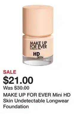 Sephora MAKE UP FOR EVER Mini HD Skin Undetectable Longwear Foundation offer