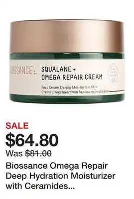 Sephora Biossance Omega Repair Deep Hydration Moisturizer with Ceramides and Hyaluronic Acid + Squalane offer