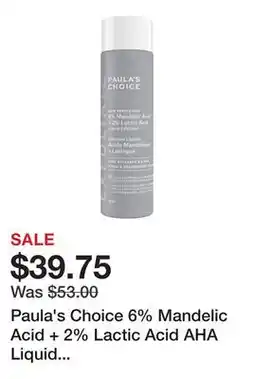 Sephora Paula's Choice 6% Mandelic Acid + 2% Lactic Acid AHA Liquid Exfoliant for Dark Spots, Textured Skin offer