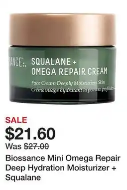 Sephora Biossance Mini Omega Repair Deep Hydration Moisturizer + Squalane offer