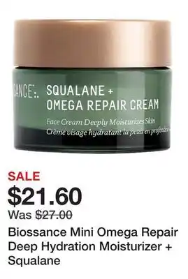 Sephora Biossance Mini Omega Repair Deep Hydration Moisturizer + Squalane offer