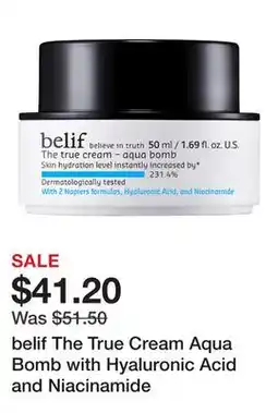 Sephora belif The True Cream Aqua Bomb with Hyaluronic Acid and Niacinamide offer