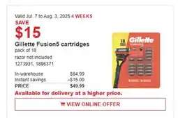 Costco Gillette Fusion5 cartridges offer