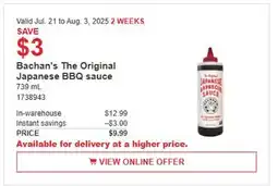 Costco Bachan's The Original Japanese BBQ sauce offer