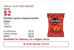 Costco Doritos nacho Cheese Tortilla chips offer