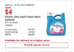 Costco Downy Ultra April Fresh fabric softener offer
